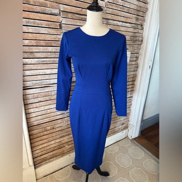 Custom Pinup Dress w Matching Cape in Royal Blue - Picture 2 of 10